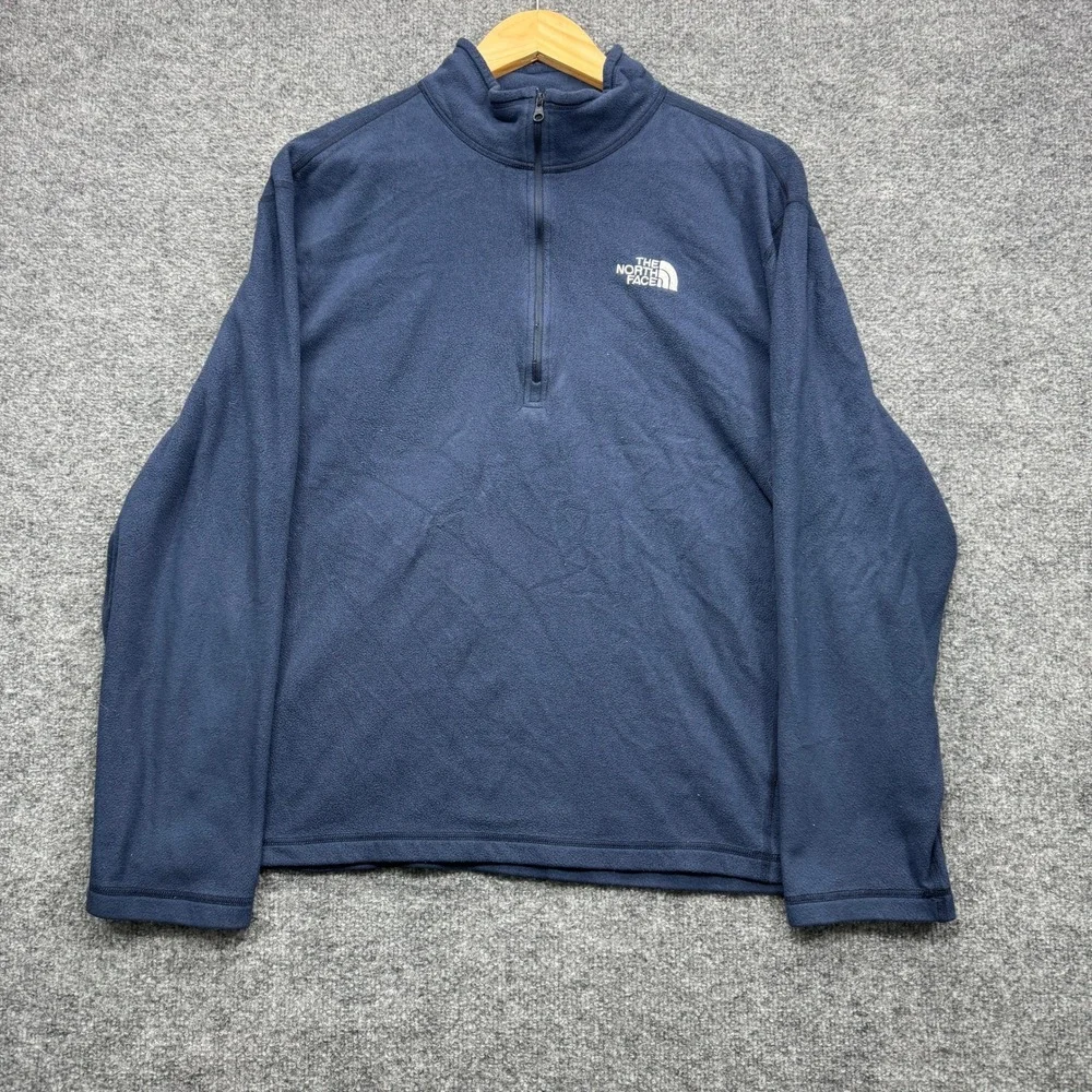 The North Face TKA 100 Quarter Zip Pullover Mens XL Navy Blue Long Sleeve Fleece